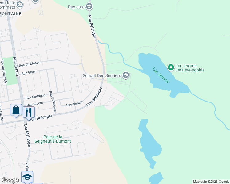 map of restaurants, bars, coffee shops, grocery stores, and more near 521 Rue des Monts in Saint-Jérôme