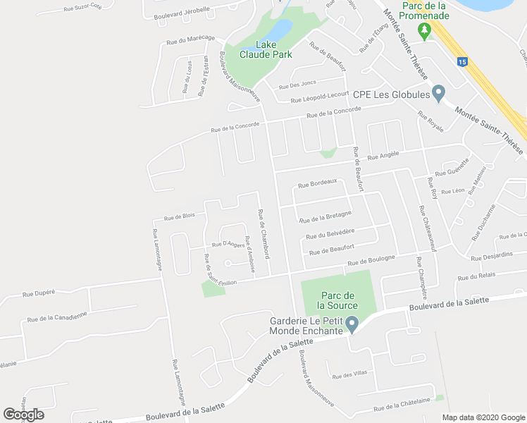 map of restaurants, bars, coffee shops, grocery stores, and more near 1090 Rue de Chambord in Saint-Jérôme