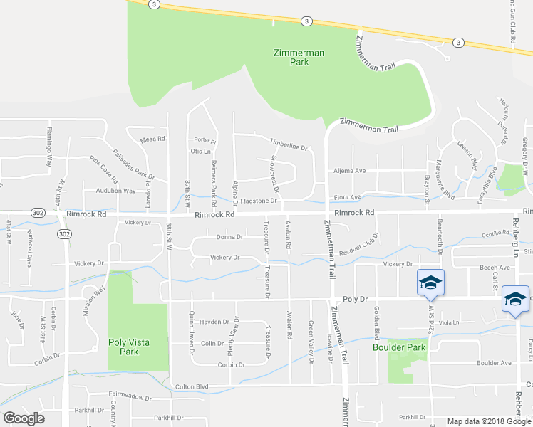 map of restaurants, bars, coffee shops, grocery stores, and more near Rimrock Road in Billings