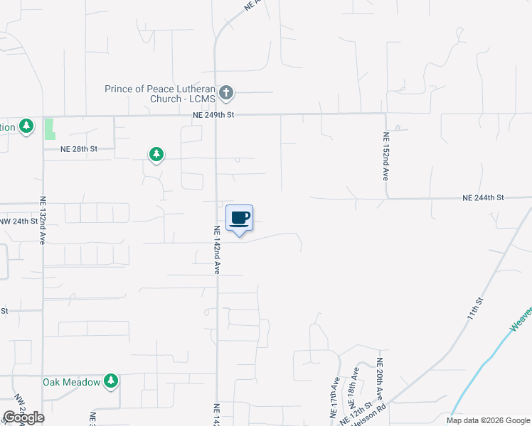 map of restaurants, bars, coffee shops, grocery stores, and more near 14400 Northeast 242nd Street in Battle Ground