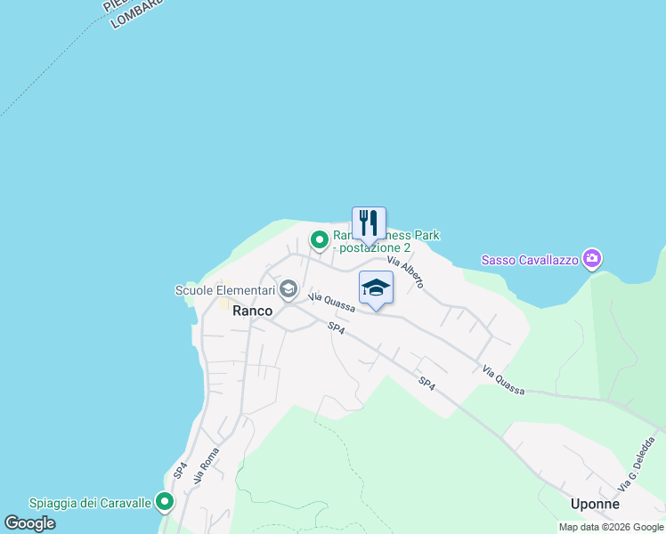 map of restaurants, bars, coffee shops, grocery stores, and more near 49 Via Alberto in Ranco