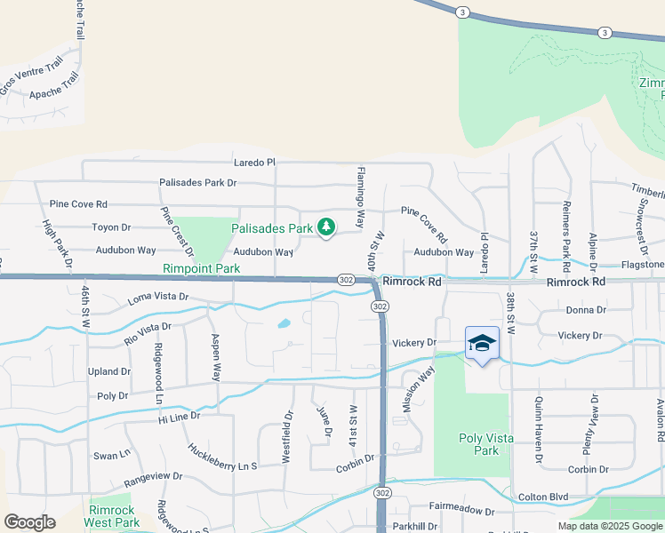 map of restaurants, bars, coffee shops, grocery stores, and more near 4039 Rimrock Road in Billings