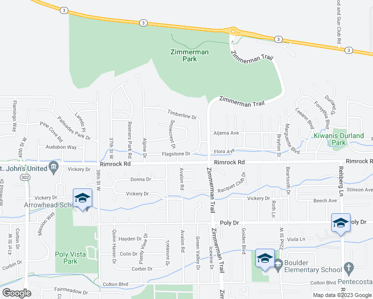 map of restaurants, bars, coffee shops, grocery stores, and more near 3505 Flagstone Drive in Billings