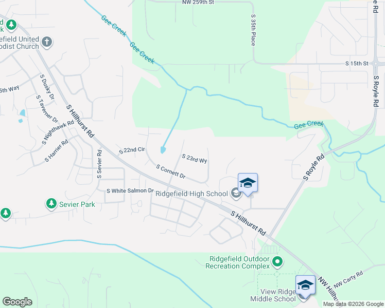 map of restaurants, bars, coffee shops, grocery stores, and more near 3002 South 23rd Way in Ridgefield