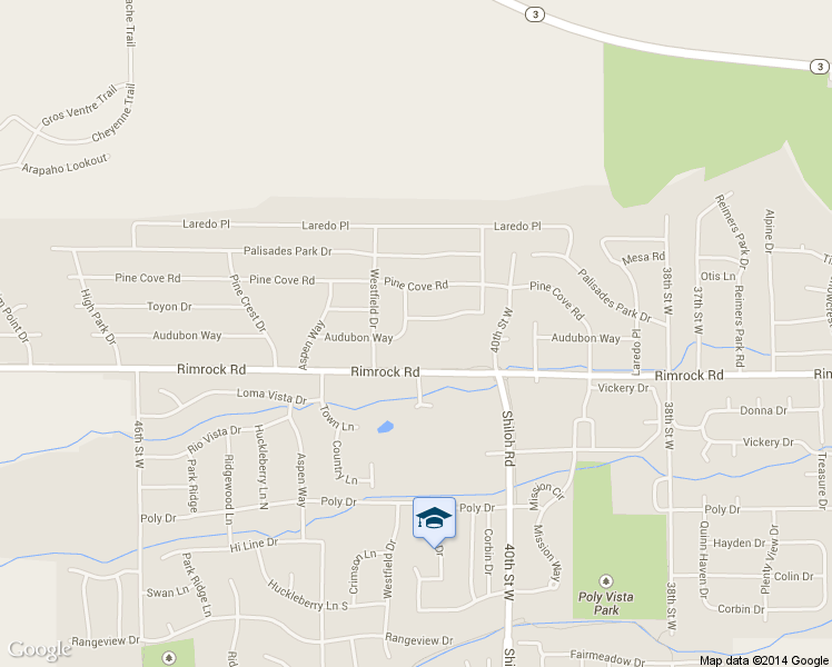 map of restaurants, bars, coffee shops, grocery stores, and more near 4132 Audubon Way in Billings