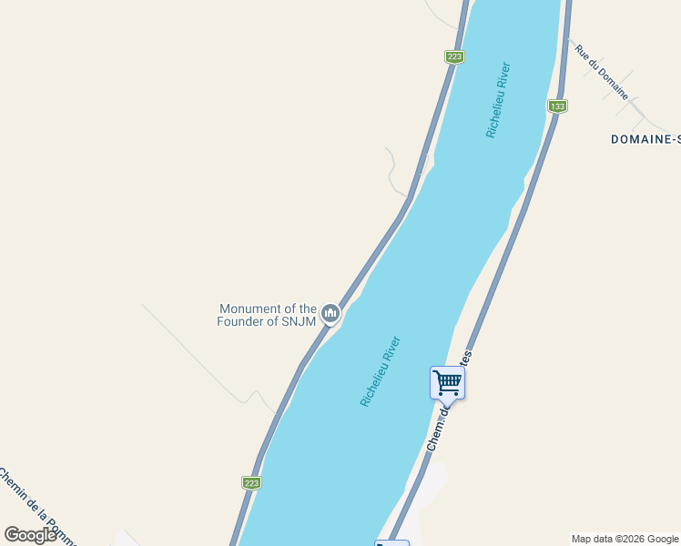 map of restaurants, bars, coffee shops, grocery stores, and more near 1482 Chemin du Rivage in Saint-Antoine-sur-Richelieu