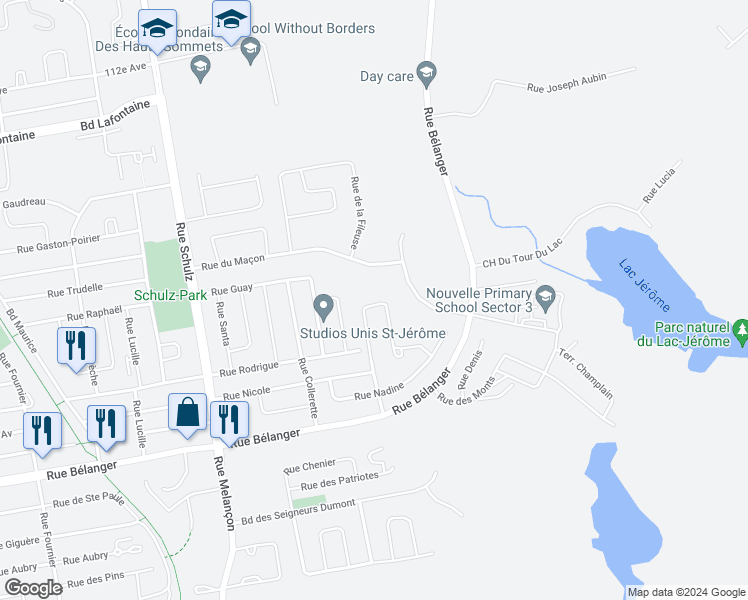 map of restaurants, bars, coffee shops, grocery stores, and more near 2164 Rue des Artisans in Saint-Jérôme