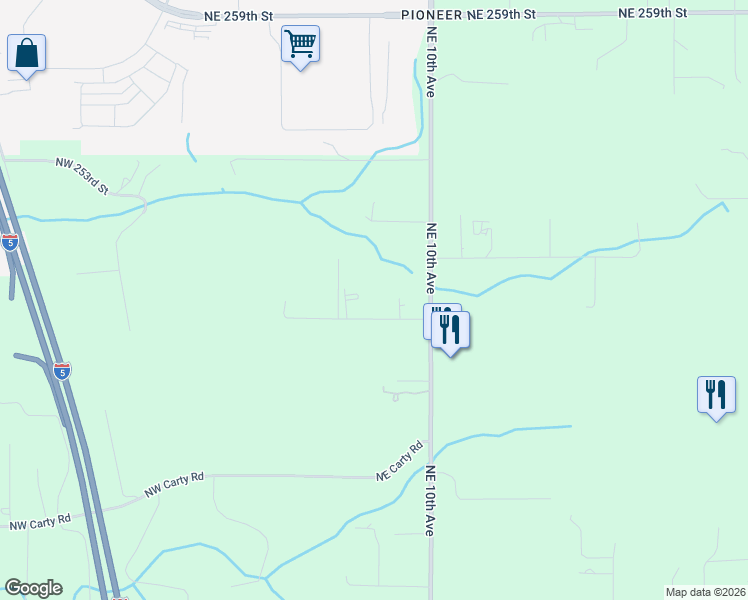 map of restaurants, bars, coffee shops, grocery stores, and more near 719 Northeast 246th Circle in Ridgefield