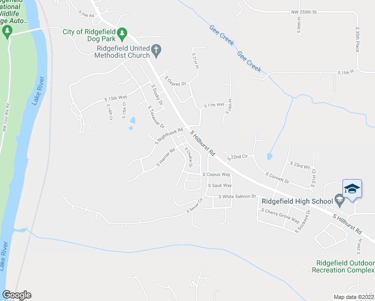 map of restaurants, bars, coffee shops, grocery stores, and more near South Chukar Drive in Ridgefield