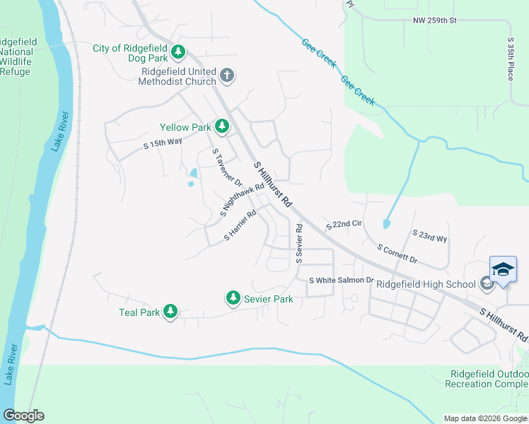 map of restaurants, bars, coffee shops, grocery stores, and more near 2108 South Taverner Drive in Ridgefield