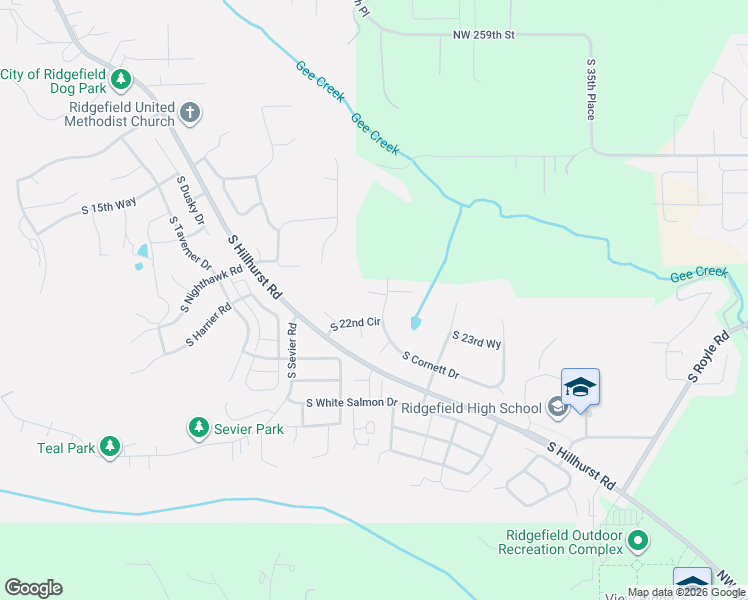 map of restaurants, bars, coffee shops, grocery stores, and more near 2115 South 26th Avenue in Ridgefield
