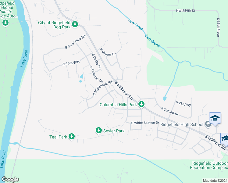 map of restaurants, bars, coffee shops, grocery stores, and more near 1928 Robin Way in Ridgefield