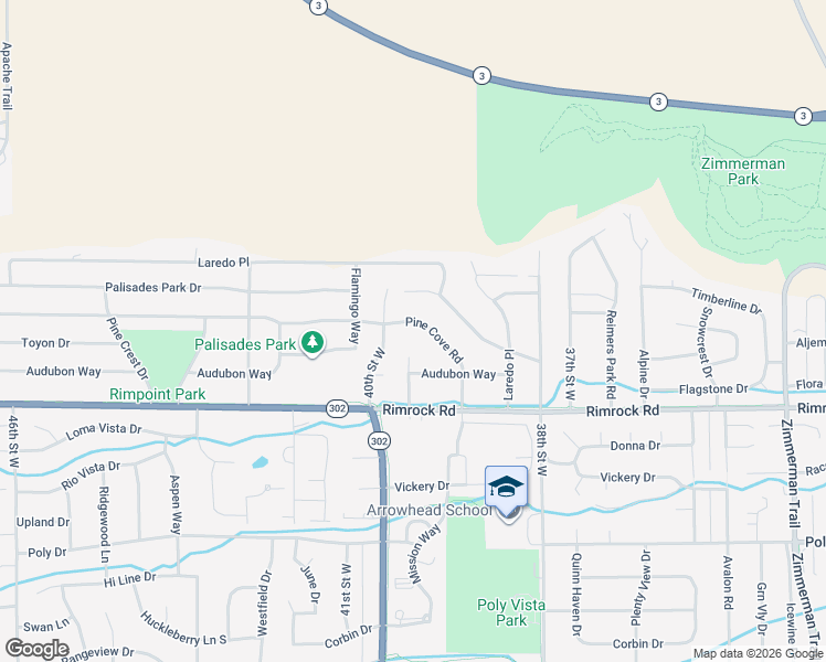 map of restaurants, bars, coffee shops, grocery stores, and more near 3955 Pine Cove Rd in Billings