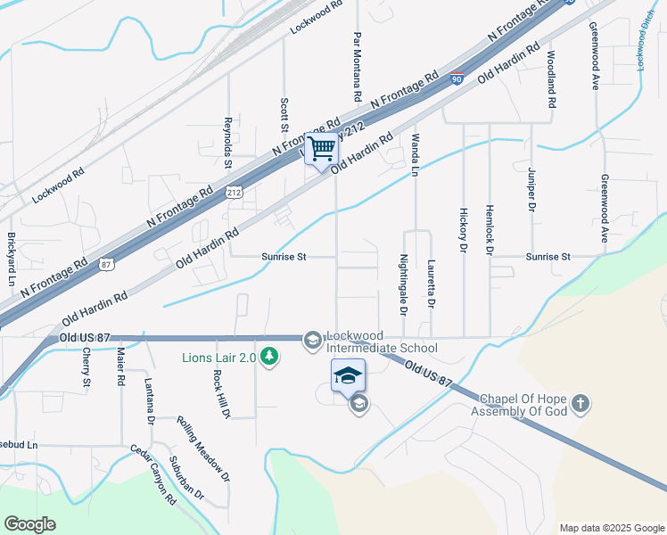 map of restaurants, bars, coffee shops, grocery stores, and more near 2344 Sunrise Avenue in Billings