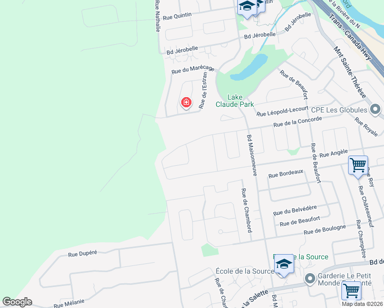 map of restaurants, bars, coffee shops, grocery stores, and more near 1008 Rue de Condé in Saint-Jérôme