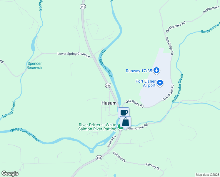 map of restaurants, bars, coffee shops, grocery stores, and more near 895 Washington 141 in White Salmon