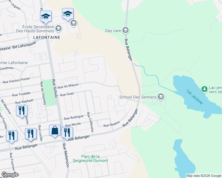 map of restaurants, bars, coffee shops, grocery stores, and more near 420 Rue du Maçon in Saint-Jã©Rã´Me
