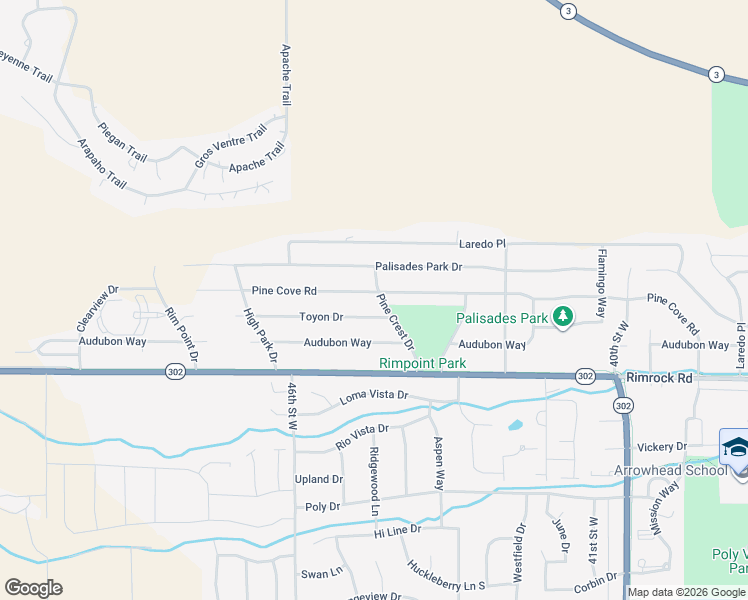 map of restaurants, bars, coffee shops, grocery stores, and more near 4408 Pine Cove Road in Billings