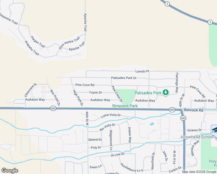 map of restaurants, bars, coffee shops, grocery stores, and more near 4408 Pine Cove Road in Billings