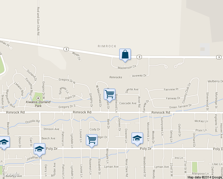map of restaurants, bars, coffee shops, grocery stores, and more near 3115 East MacDonald Drive in Billings