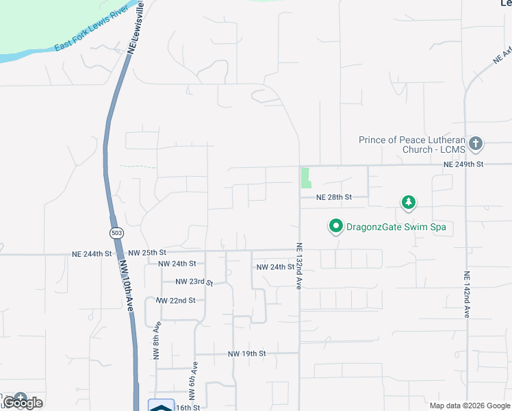 map of restaurants, bars, coffee shops, grocery stores, and more near 13005 Northeast 249th Street in Battle Ground