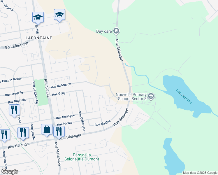map of restaurants, bars, coffee shops, grocery stores, and more near in Saint-Jérôme