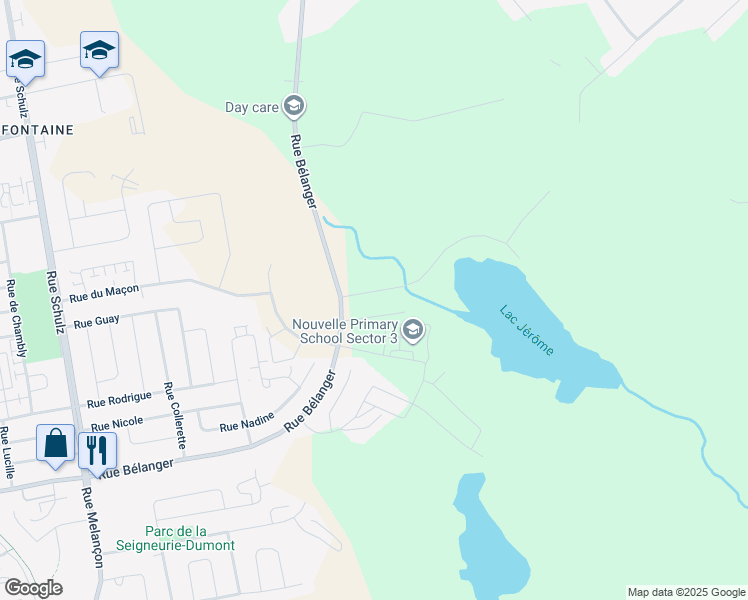 map of restaurants, bars, coffee shops, grocery stores, and more near 10 Rue du Tour du Lac in Saint-Jérôme