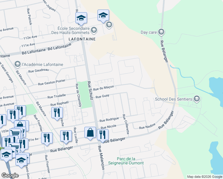 map of restaurants, bars, coffee shops, grocery stores, and more near 260 Rue du Maçon in Saint-Jã©Rã´Me
