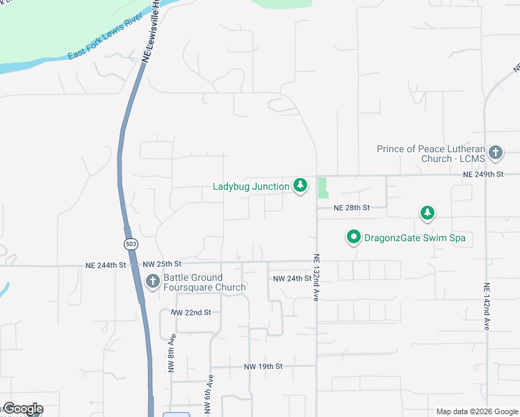 map of restaurants, bars, coffee shops, grocery stores, and more near 2806 Northwest 3rd Avenue in Battle Ground
