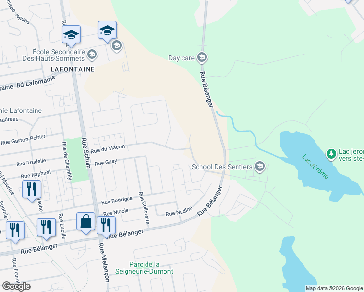 map of restaurants, bars, coffee shops, grocery stores, and more near 439 Rue du Maçon in Saint-Jã©Rã´Me