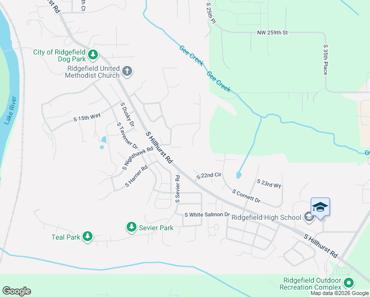 map of restaurants, bars, coffee shops, grocery stores, and more near 2219 South 19th Way in Ridgefield