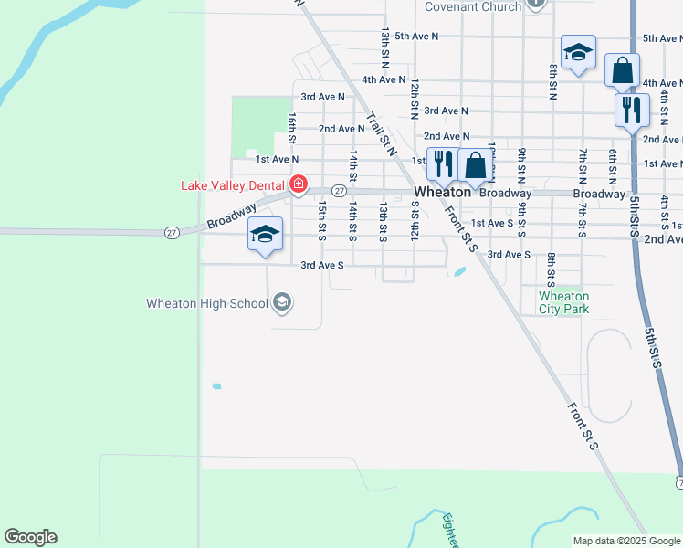 map of restaurants, bars, coffee shops, grocery stores, and more near 1305 3rd Avenue South in Wheaton