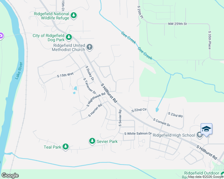 map of restaurants, bars, coffee shops, grocery stores, and more near 2108 South 19th Way in Ridgefield