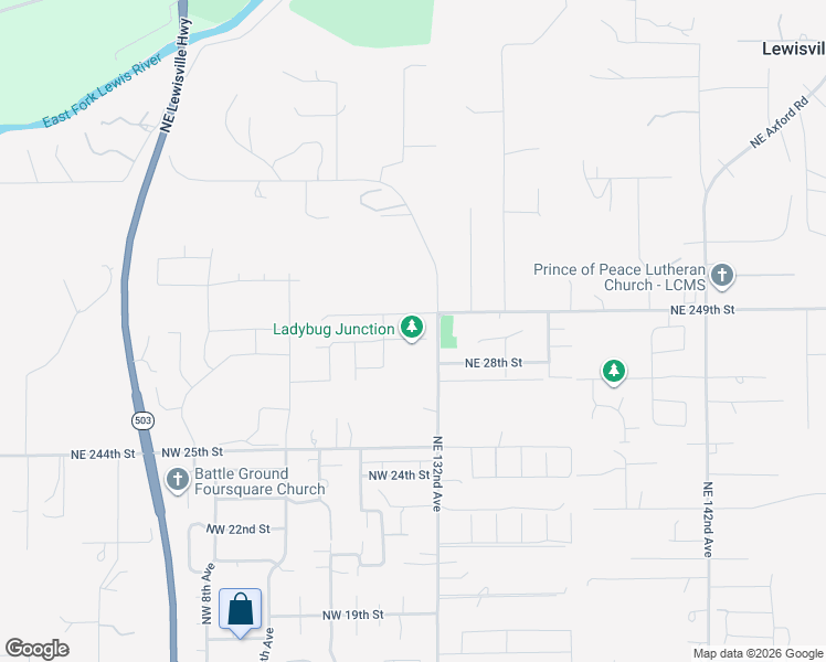map of restaurants, bars, coffee shops, grocery stores, and more near 158 Northwest 29th Way in Battle Ground
