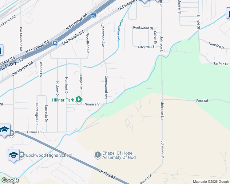 map of restaurants, bars, coffee shops, grocery stores, and more near 215 Greenwood Avenue in Billings