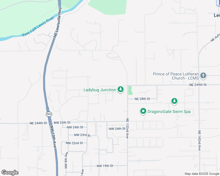 map of restaurants, bars, coffee shops, grocery stores, and more near 341 Northwest 30th Street in Battle Ground