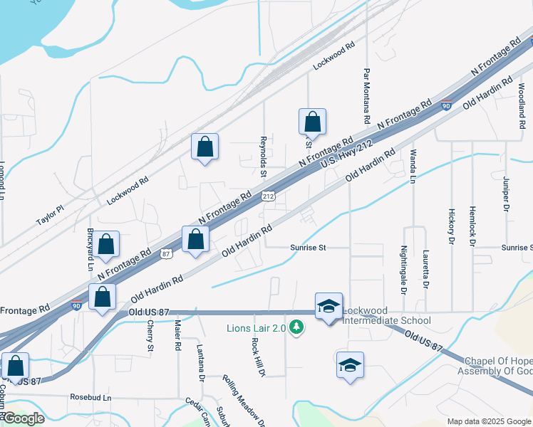 map of restaurants, bars, coffee shops, grocery stores, and more near 6061 Reynolds Street in Billings