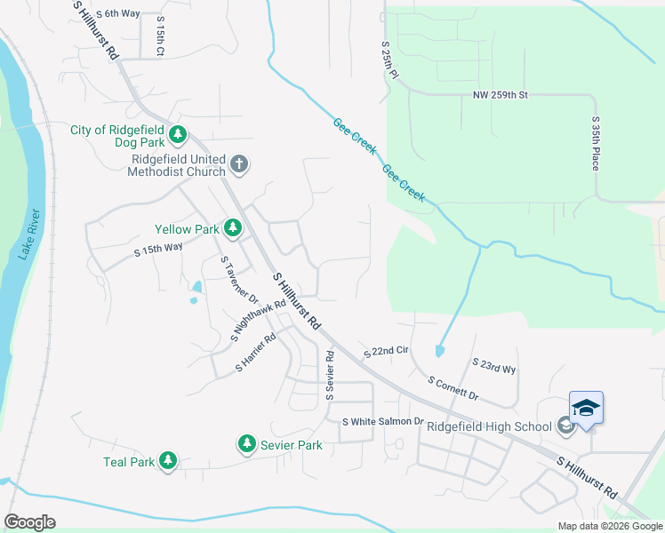 map of restaurants, bars, coffee shops, grocery stores, and more near 2205 South 17th Way in Ridgefield