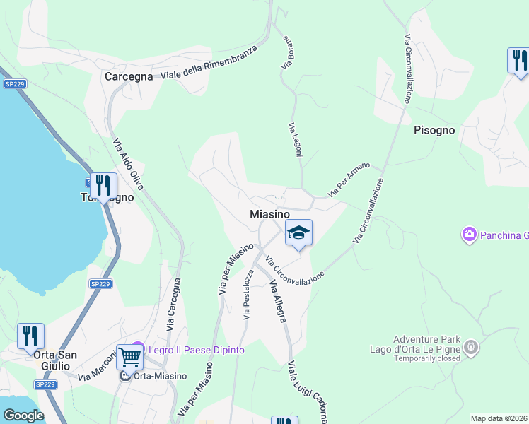 map of restaurants, bars, coffee shops, grocery stores, and more near in Miasino