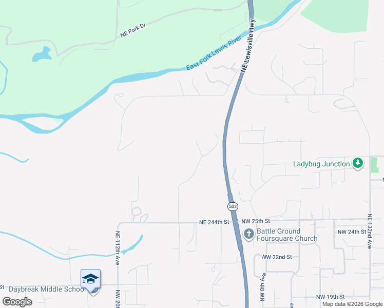 map of restaurants, bars, coffee shops, grocery stores, and more near 24902 Northeast 117th Court in Battle Ground