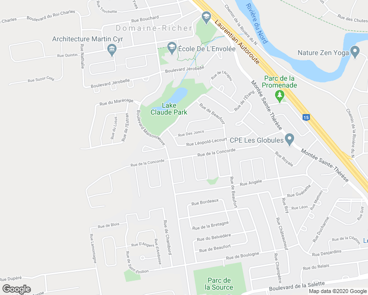 map of restaurants, bars, coffee shops, grocery stores, and more near 1013 Rue Léopold Lecourt in Saint-Jérôme