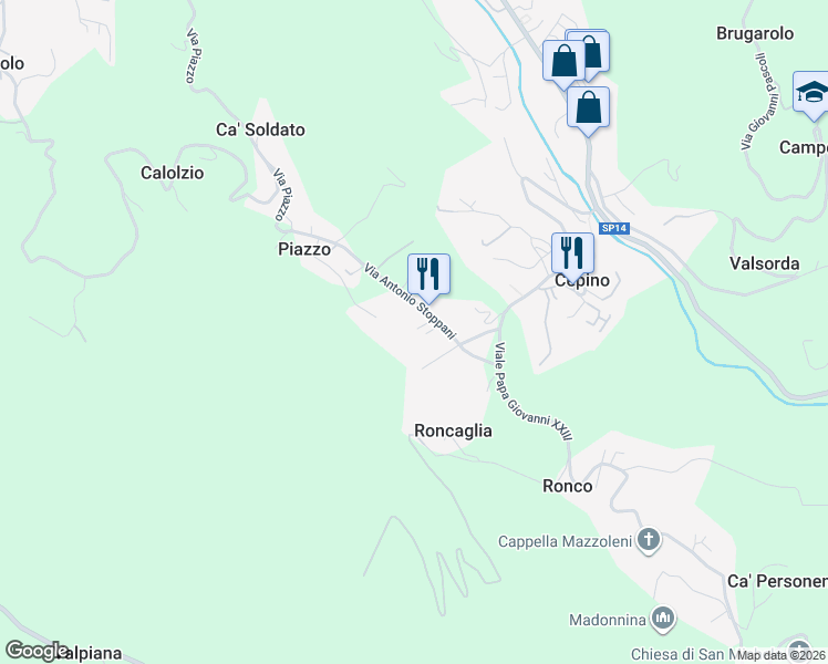 map of restaurants, bars, coffee shops, grocery stores, and more near 23 Via Antonio Stoppani in Selino Basso