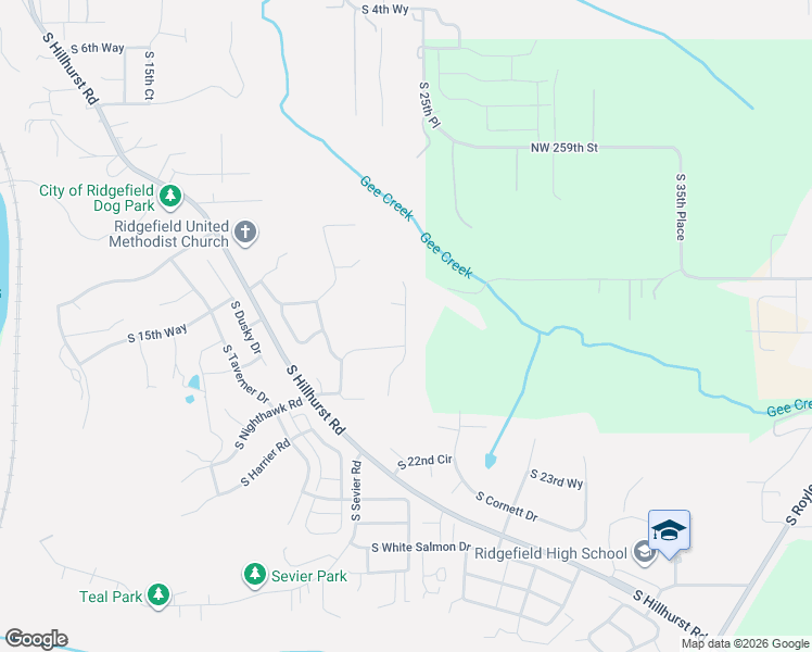 map of restaurants, bars, coffee shops, grocery stores, and more near 2317 South 16th Circle in Ridgefield