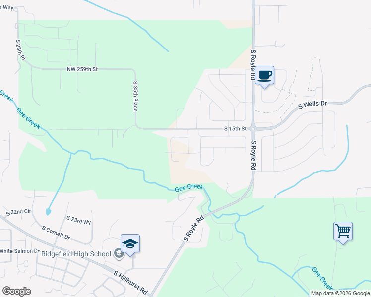 map of restaurants, bars, coffee shops, grocery stores, and more near 3925 South 15th Street in Ridgefield