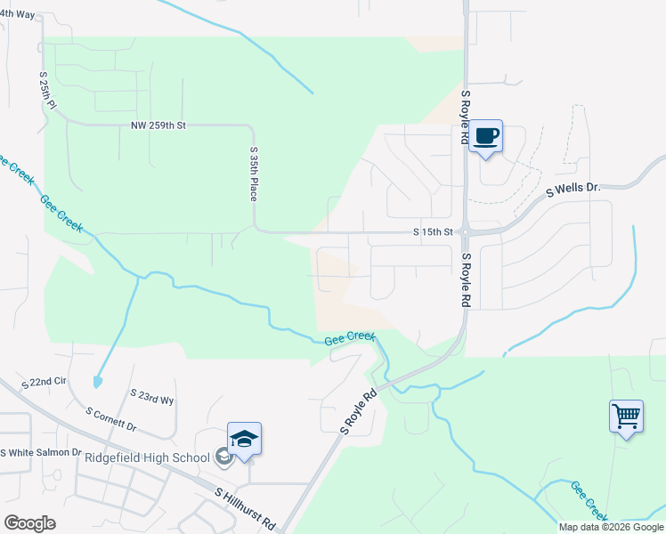 map of restaurants, bars, coffee shops, grocery stores, and more near 3925 South 15th Street in Ridgefield