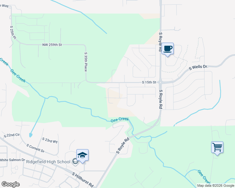 map of restaurants, bars, coffee shops, grocery stores, and more near 3925 South 15th Street in Ridgefield