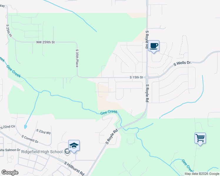 map of restaurants, bars, coffee shops, grocery stores, and more near 3925 South 15th Street in Ridgefield