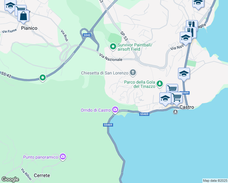 map of restaurants, bars, coffee shops, grocery stores, and more near 1 Via Coletto in Castro