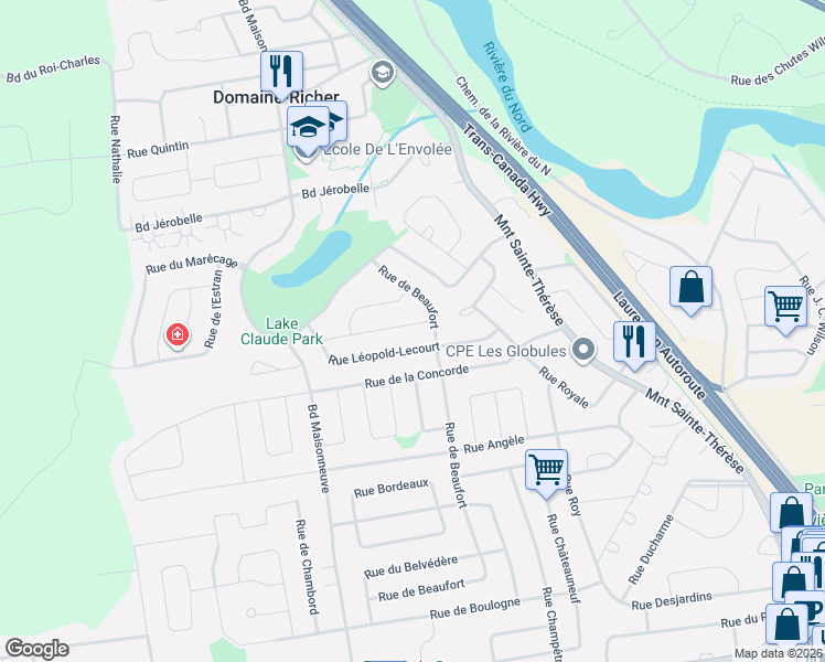 map of restaurants, bars, coffee shops, grocery stores, and more near 969 Rue Des Joncs in Saint-Jérôme
