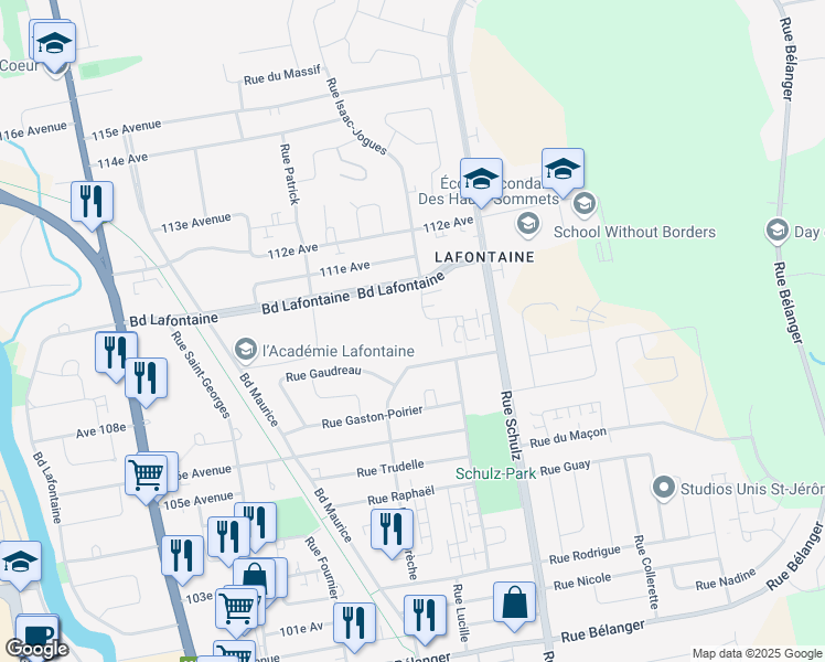 map of restaurants, bars, coffee shops, grocery stores, and more near 2190 Rue Isaac-Jogues in Saint-Jã©Rã´Me